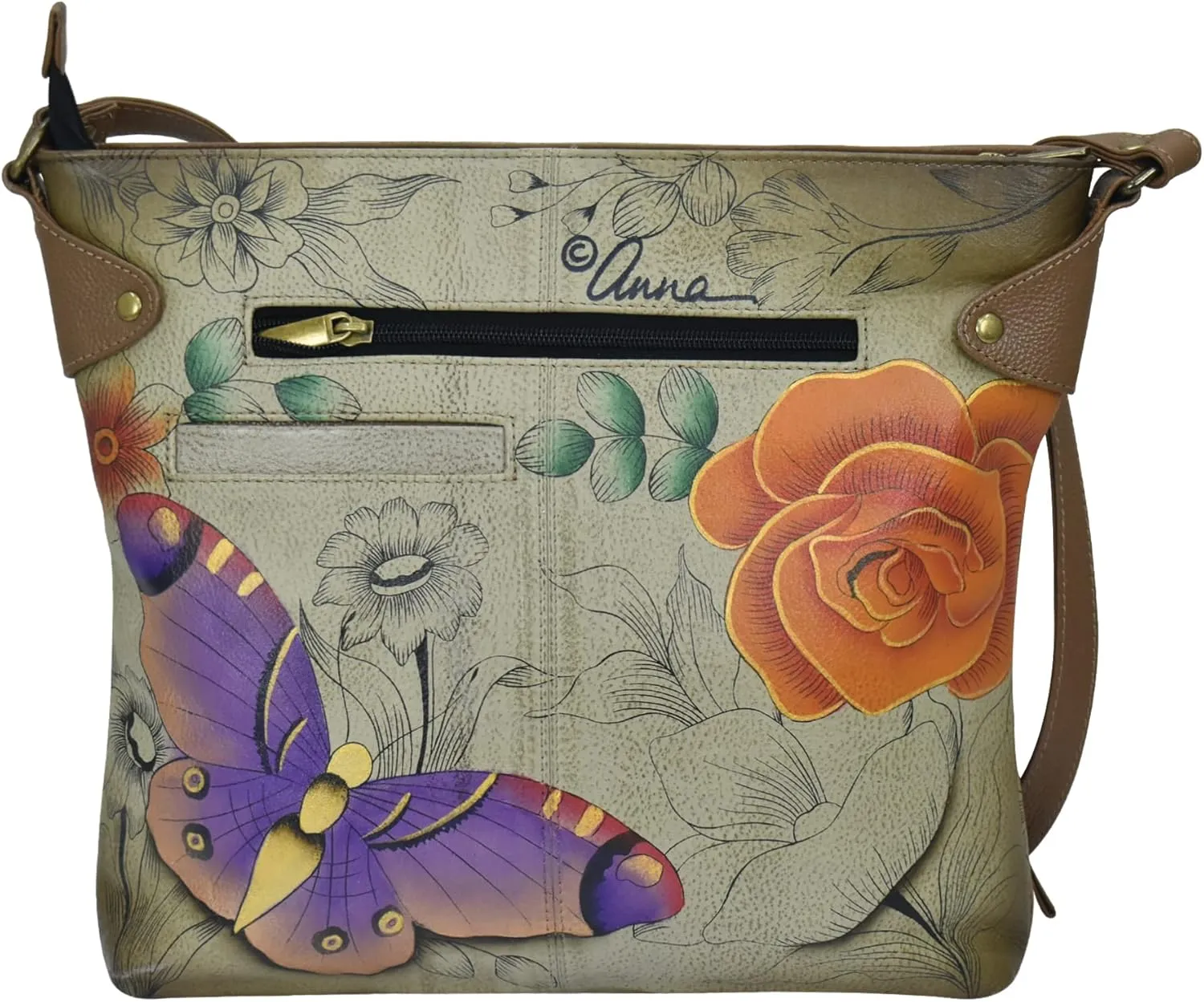 Anna by Anuschka Women's Hand Painted Genuine Leather Convertible Tote