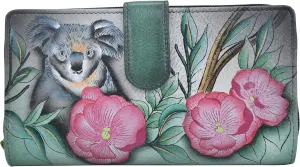 Anna by Anuschka Women's Hand Painted Leather Two Fold Wallet-Cuddly Koala