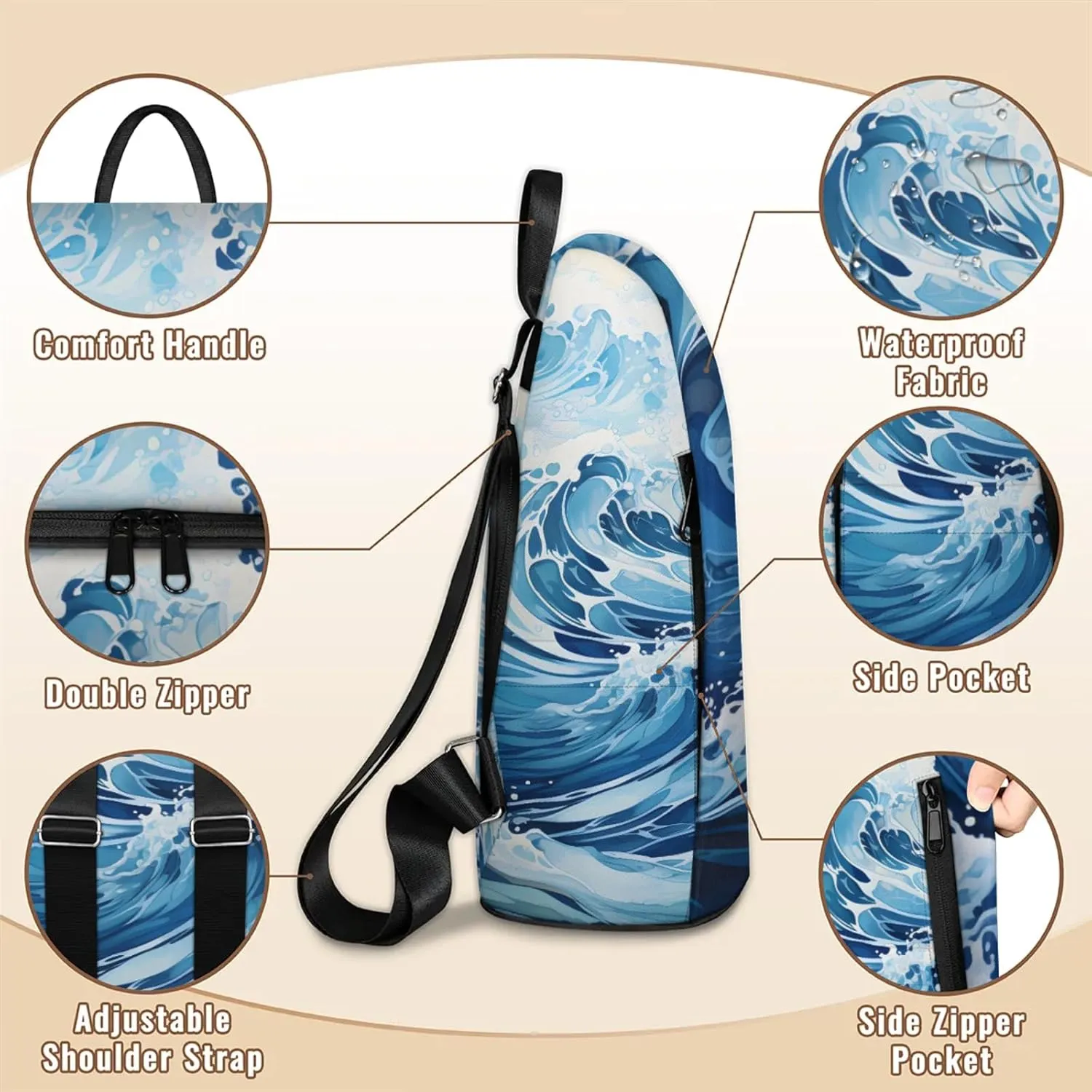 Anti-Theft Backpack for Women Sea Surging Waves Lightweight Mini Backpack Purse Small Travel Backpack with Secure Zipper Fashion Backpack Purses for Women Daily Use & Gifts