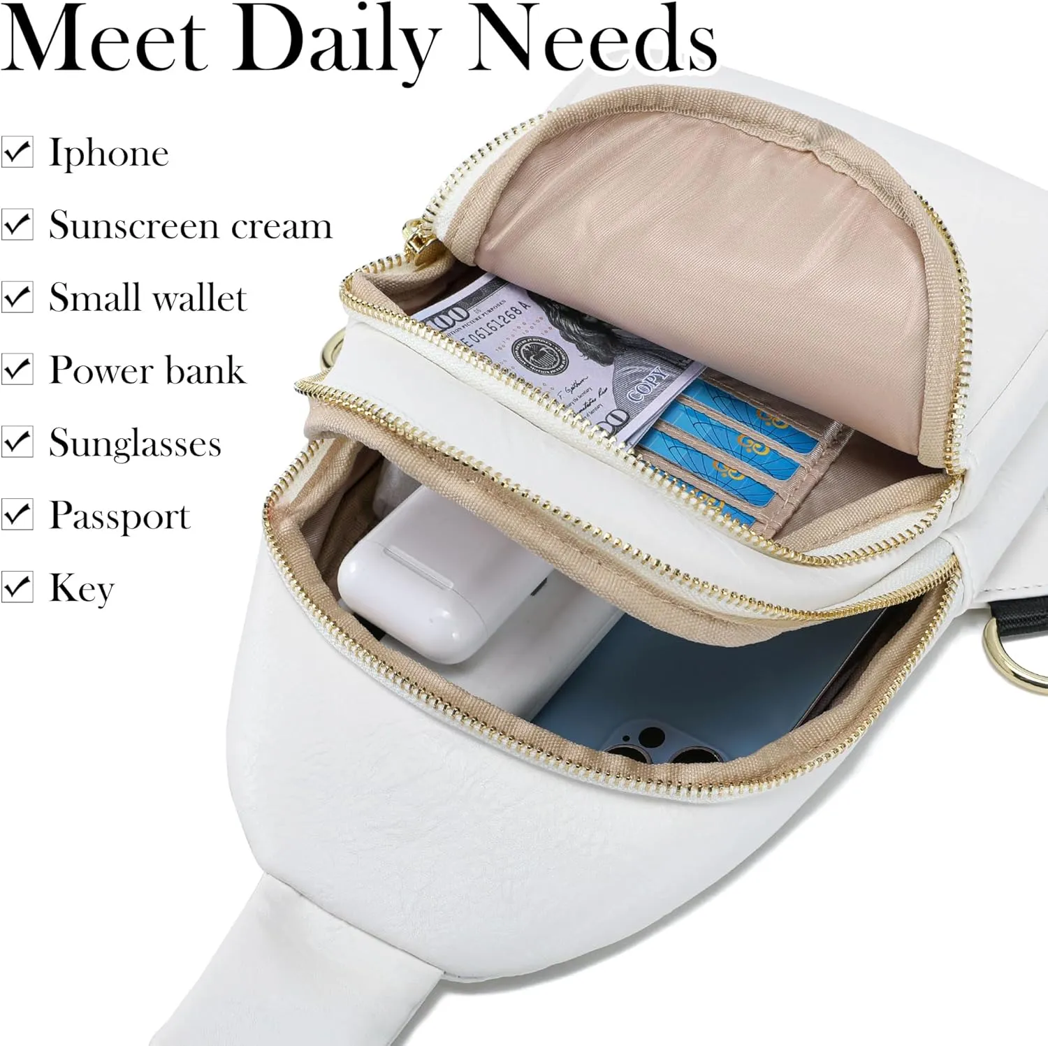 AOCINA INICAT Small Sling Bag Crossbody Vegan Leather Fanny Packs for Women Fashionable Chest Bag for Travel