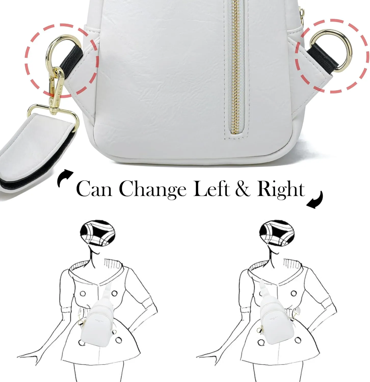 AOCINA INICAT Small Sling Bag Crossbody Vegan Leather Fanny Packs for Women Fashionable Chest Bag for Travel