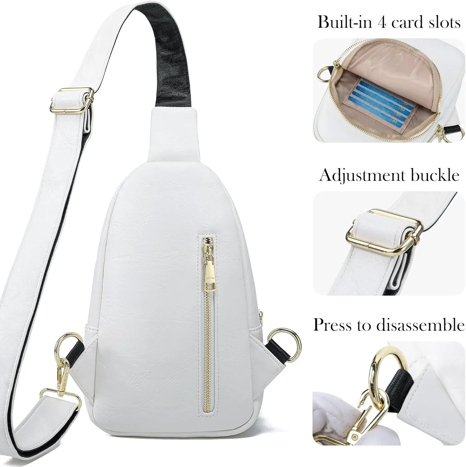 AOCINA INICAT Small Sling Bag Crossbody Vegan Leather Fanny Packs for Women Fashionable Chest Bag for Travel