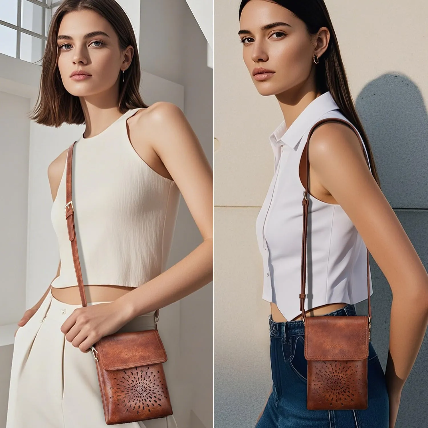 APHISON Small Crossbody Bags for Women Trendy, Leather Crossbody Phone Purses Handbags with Adjustable Strap