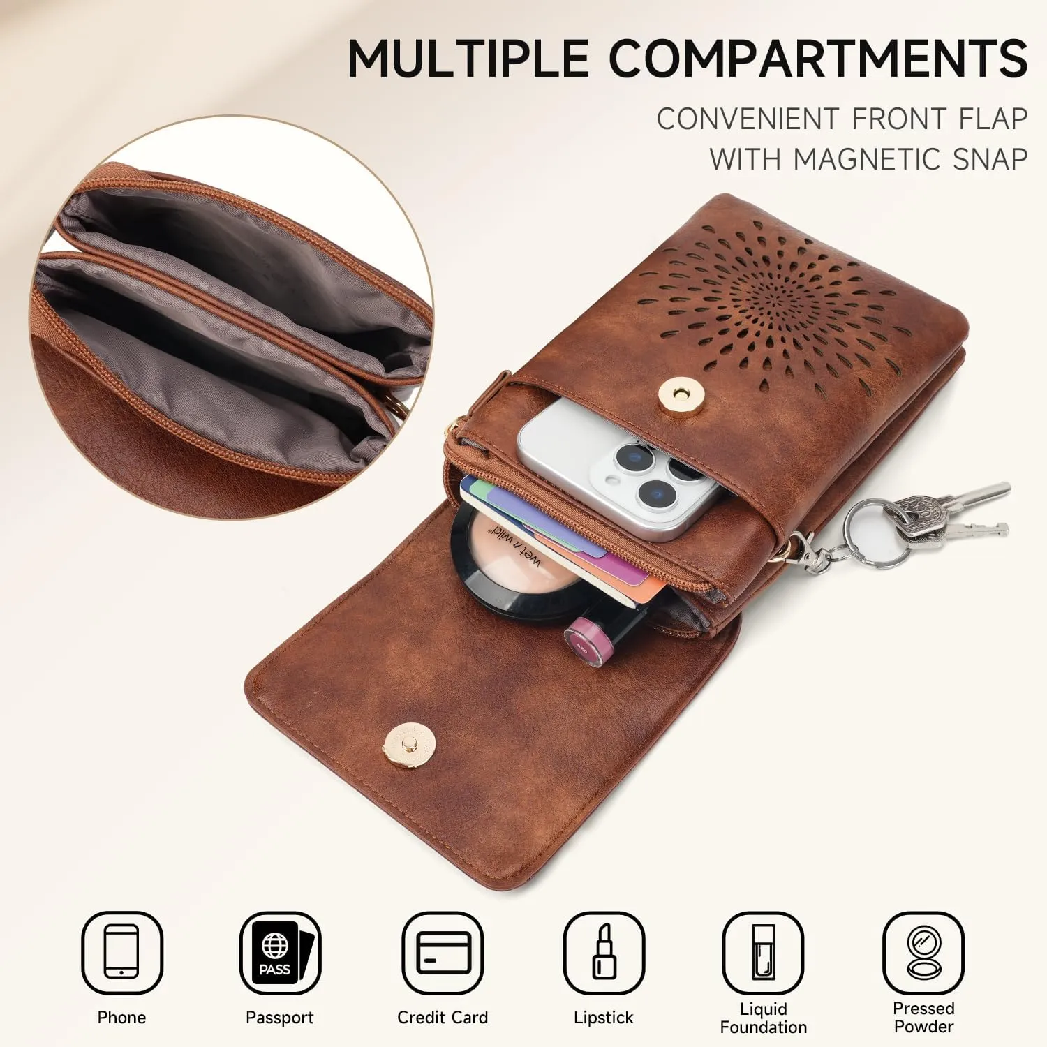 APHISON Small Crossbody Bags for Women Trendy, Leather Crossbody Phone Purses Handbags with Adjustable Strap