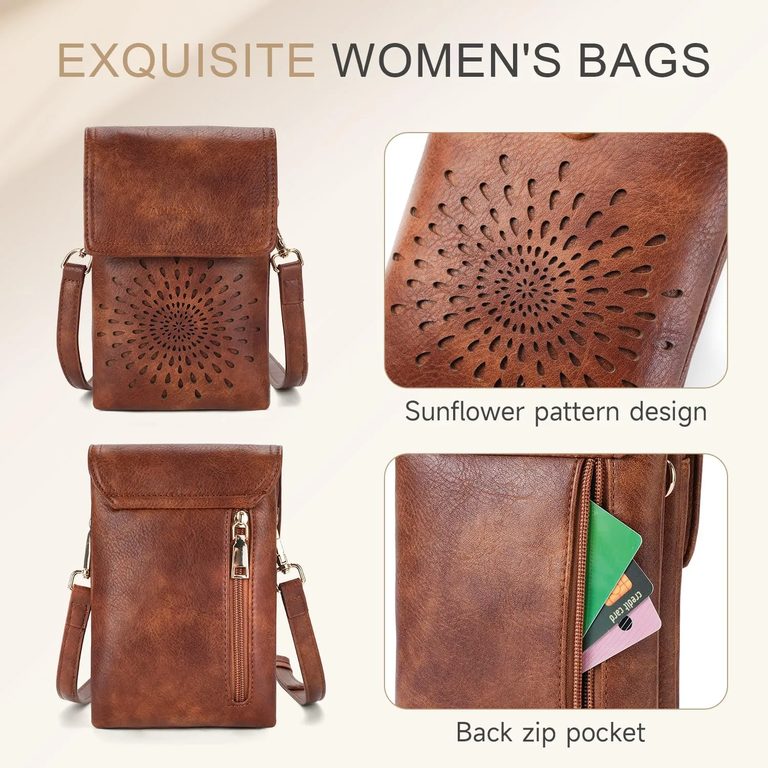 APHISON Small Crossbody Bags for Women Trendy, Leather Crossbody Phone Purses Handbags with Adjustable Strap