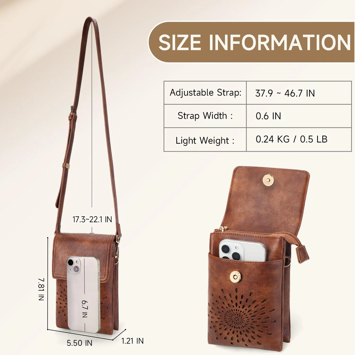 APHISON Small Crossbody Bags for Women Trendy, Leather Crossbody Phone Purses Handbags with Adjustable Strap