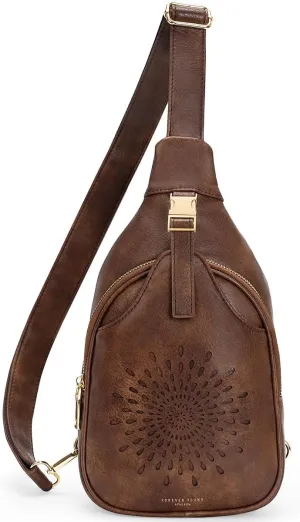 APHISON Small Sling Bag Cell Phone Purse Vegan Leather Fanny Crossbody Bag for Women Trendy Chest Backpack Adjustable Strap