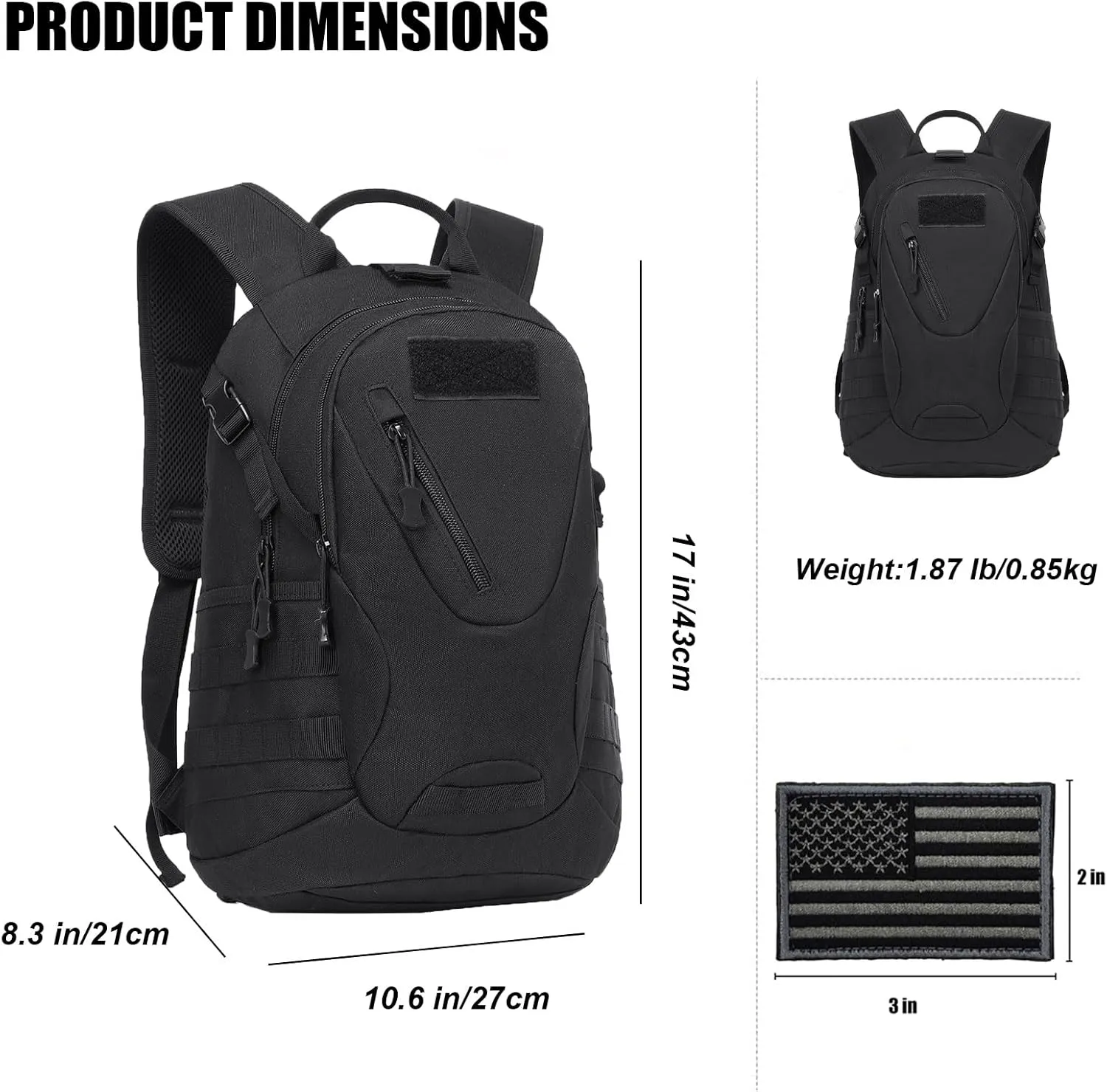 ArcEnCiel 15L Motorcycle Backpack Tactical Bag Rucksacks for Outdoor Camping Trekking Hunting with Patch