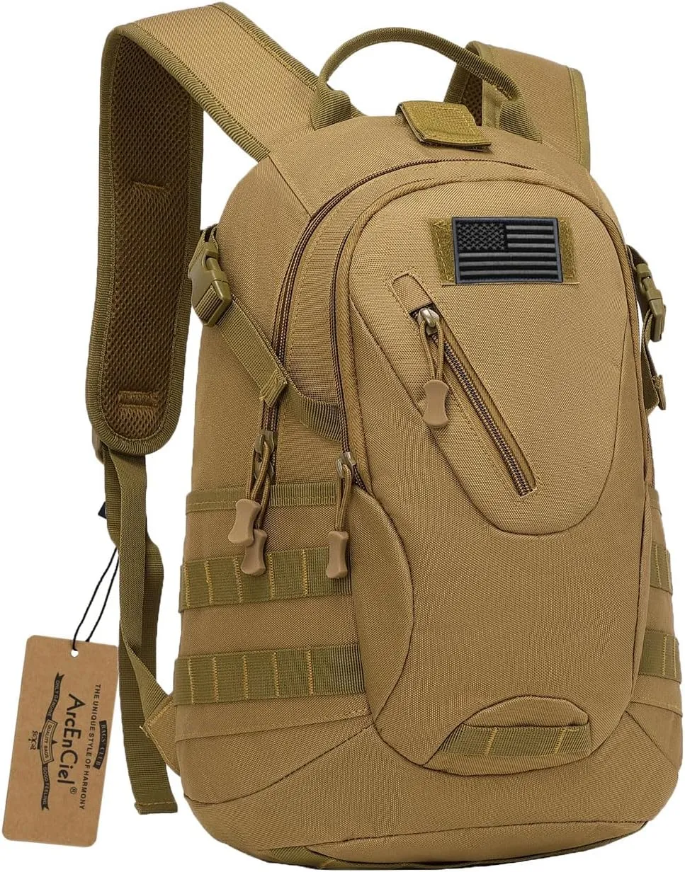 ArcEnCiel 15L Motorcycle Backpack Tactical Bag Rucksacks for Outdoor Camping Trekking Hunting with Patch