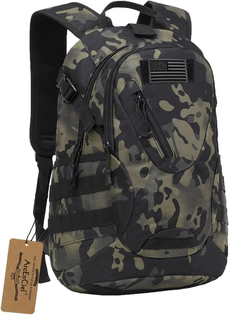 ArcEnCiel 15L Motorcycle Backpack Tactical Bag Rucksacks for Outdoor Camping Trekking Hunting with Patch