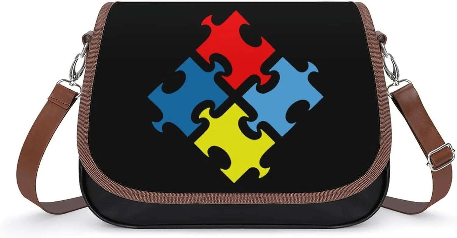 Autism Puzzle Awarenes Women's Small Sling Crossbody Bag Trendy Messenger Bags with Adjustable Strap for Travel