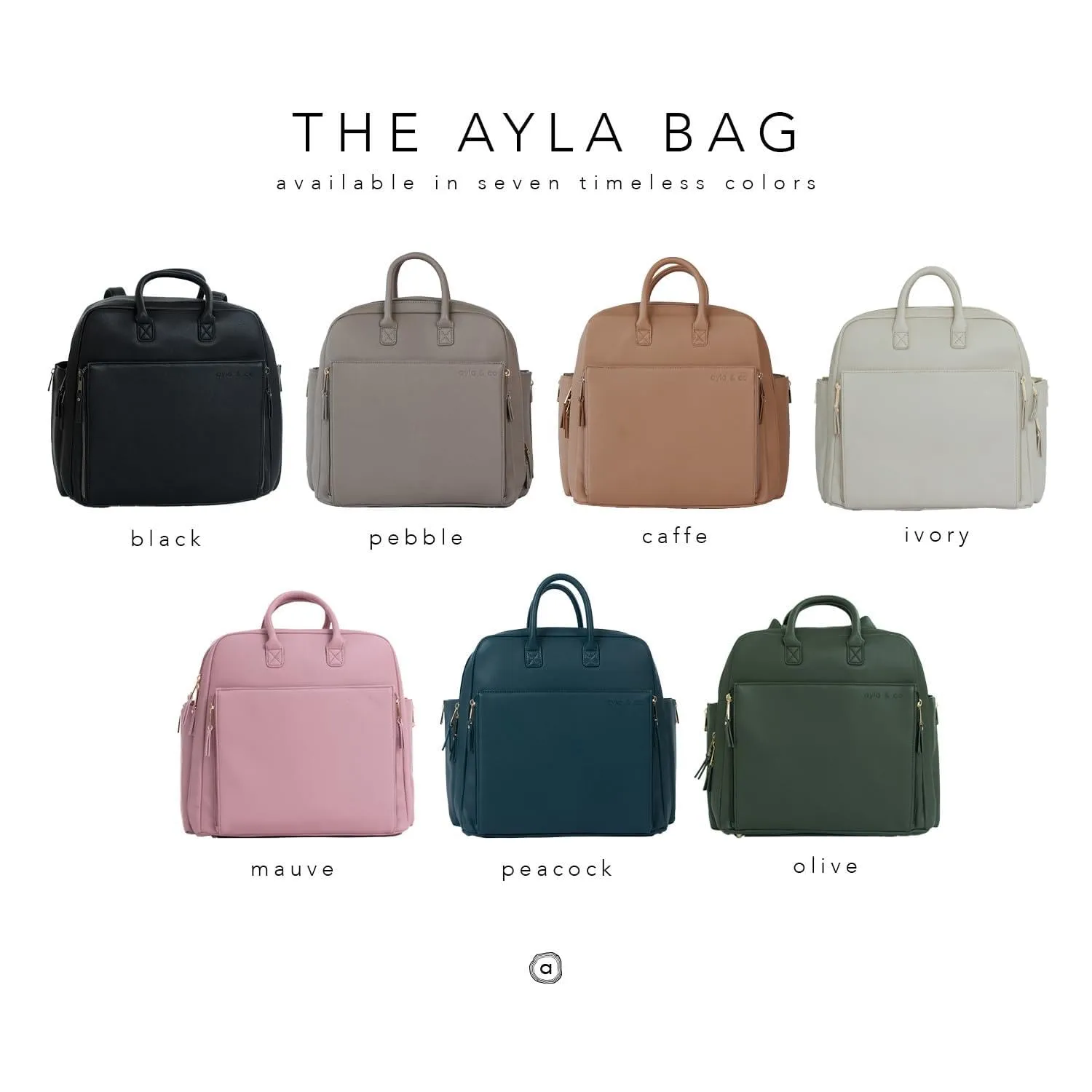Ayla & Co Full-Size Diaper Bag Backpack, Baby Essentials Cross-Body Changing Bag for Baby Girl/Boy Convertible Straps Portable Tote Bag, Baby Changing Pad, Insulated Pockets & Pouch, Black