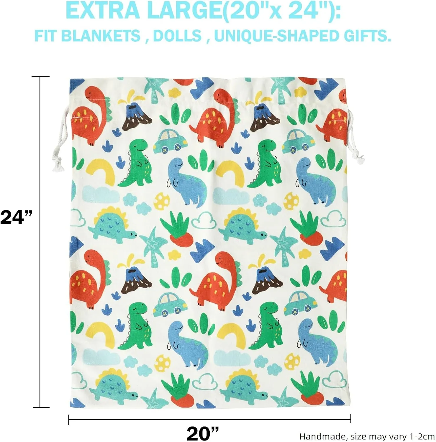 Baby Boy Gift Bags, Extra Large 24"x 20" | Premium Canvas Drawstring Bags | Reusable Fabric | Perfect for Baby Showers, Birthday Parties | Dinosaur