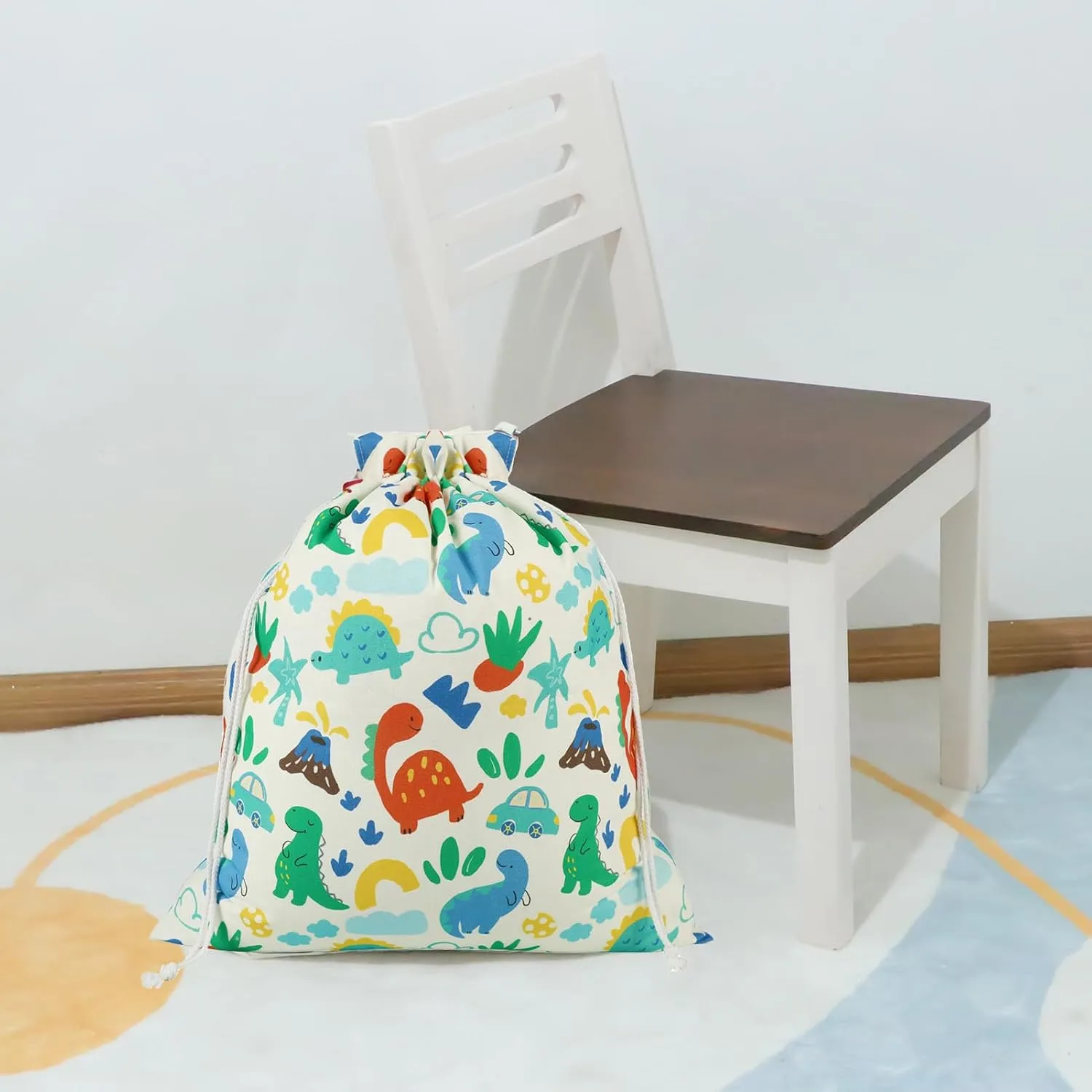 Baby Boy Gift Bags, Extra Large 24"x 20" | Premium Canvas Drawstring Bags | Reusable Fabric | Perfect for Baby Showers, Birthday Parties | Dinosaur