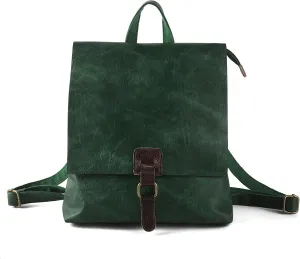 Backpack Fashion Women Large Multipurpose Design Convertible Satchel Handbags Shoulder Bag Leather Travel Backpack (Green)