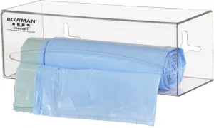 Bag Dispenser - Single Holds one roll of Bags Two-Way Keyholes for Vertical or Horizontal Wall mounting Clear PETG Plastic. Dims: 3.95"L x 10.10"W x 3.6"H. Made in The USA