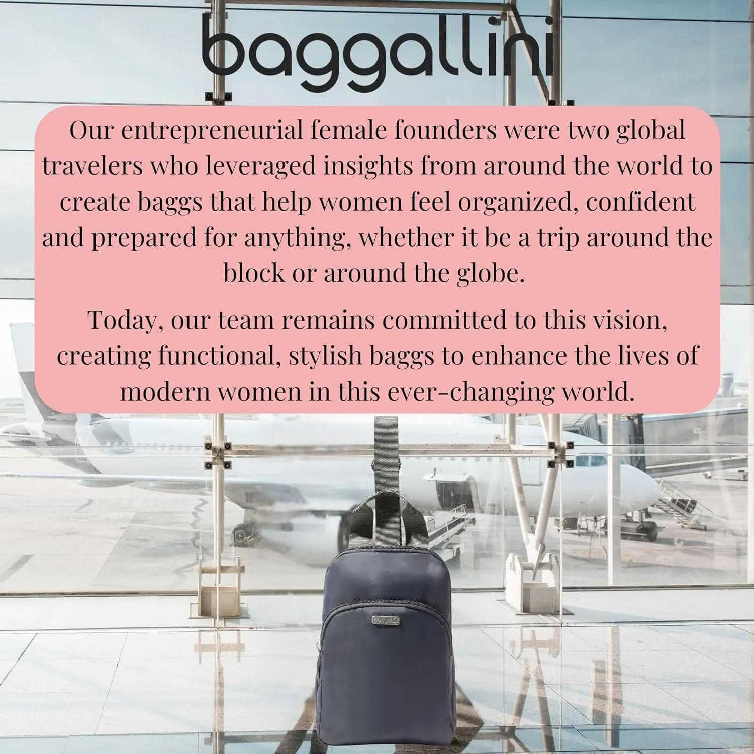 Baggallini Essential Small 12x7 Inch Sling Crossbody Bag with Convertible Adjustable Shoulder Strap