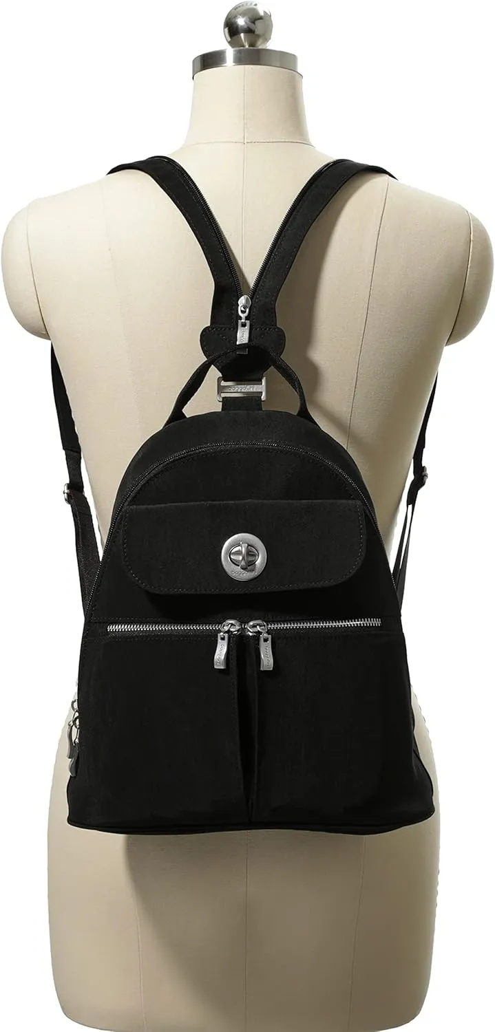 Baggallini Naples Convertible Small Daypack Sling Crossbody, Navy Garden