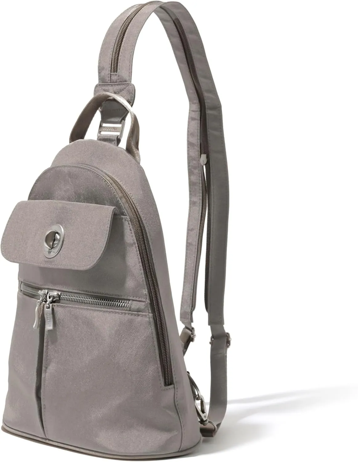 Baggallini Naples Convertible Small Daypack Sling Crossbody, Sterling Shimmer