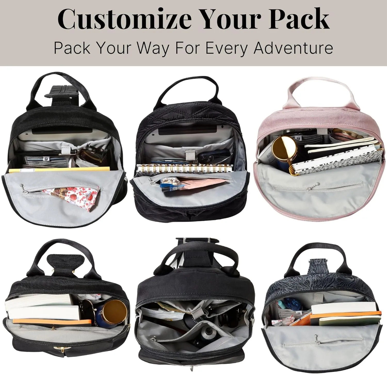 Baggallini Naples Convertible Small Daypack Sling Crossbody, Sterling Shimmer