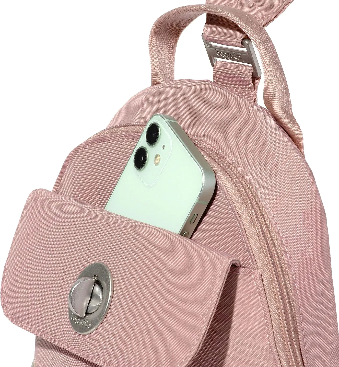 Baggallini Naples Convertible Small Daypack Sling Crossbody, Woodrose