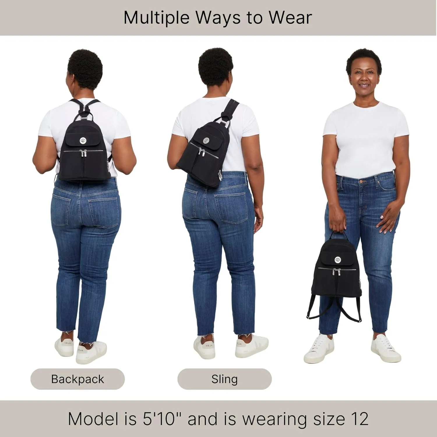 Baggallini Naples Convertible Small Daypack Sling Crossbody, Woodrose