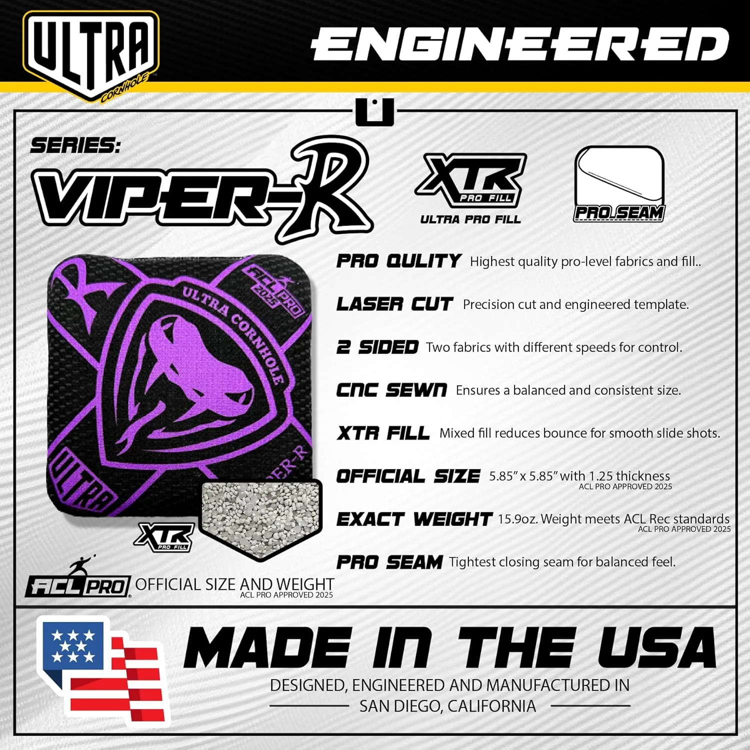 Bags Viper-R Cornhole Bag Set - ACL Approved