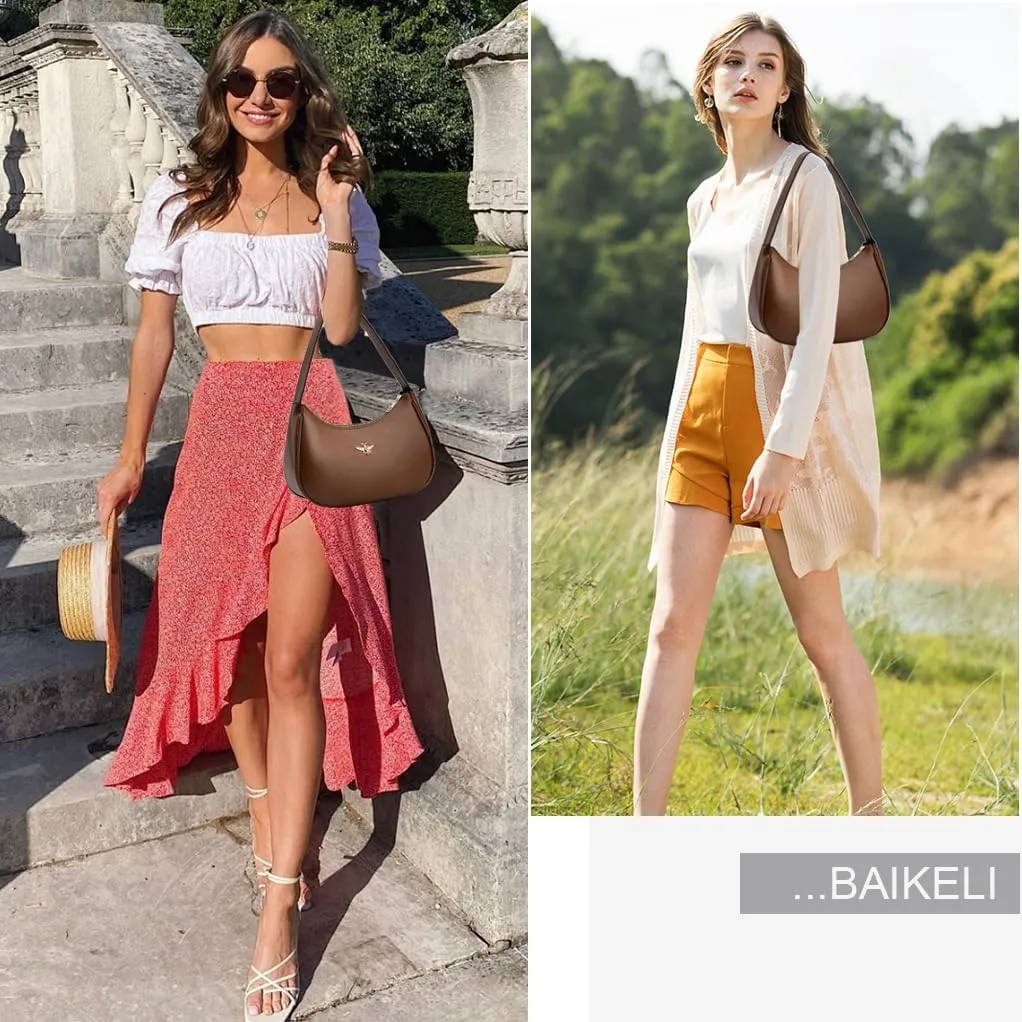 BAIKELI Crescent Shoulder Bags for Women Small Shoulder Purse Handbag Retro Classic Clutch Hobo Tote Bag Underarm Purse