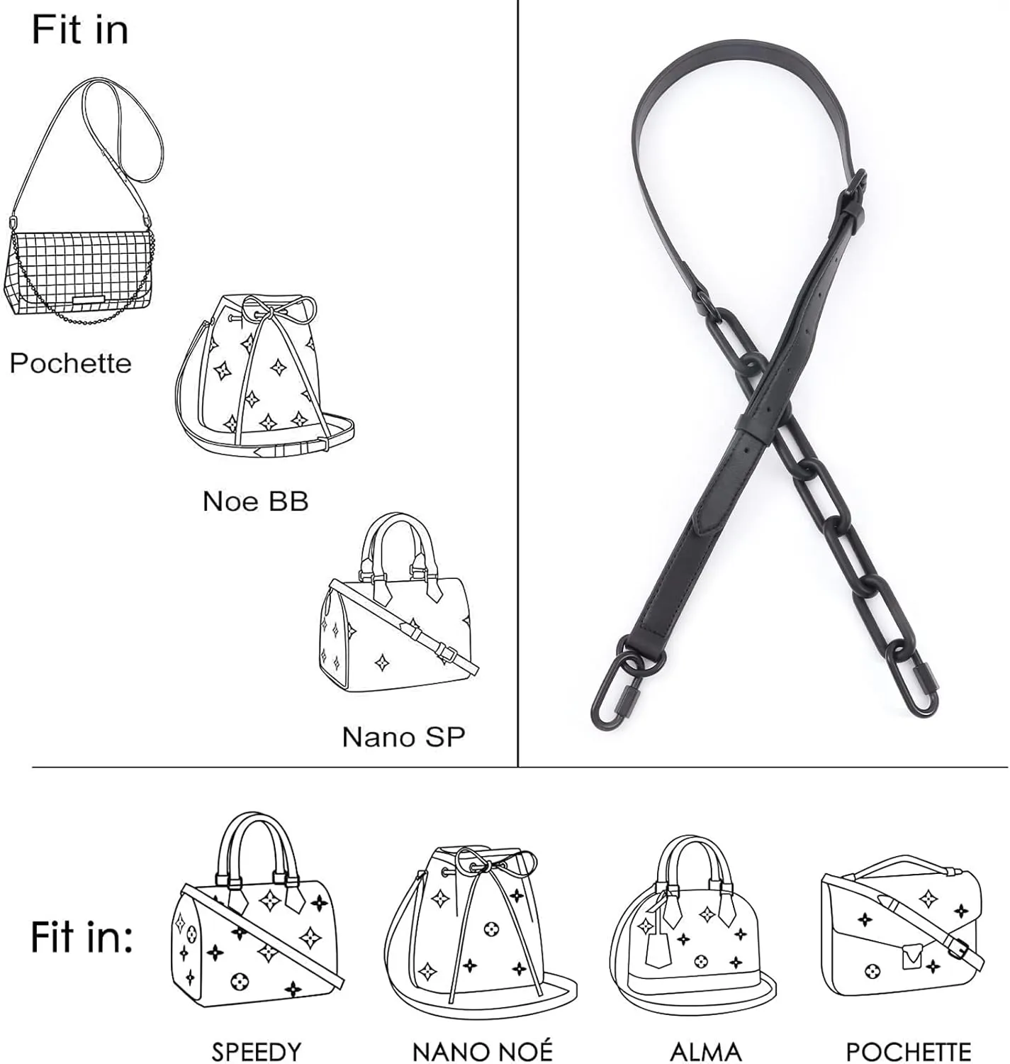 BAIXUEJI Genuine Leather Purse Strap Adjustable Replacement Crossbody Shoulder Bag Handbag