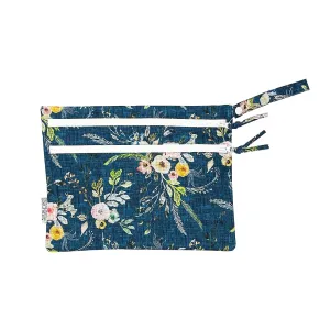 BapronBaby Boho Floral Wet Dry Bag - Waterproof Two Zipper Pockets - Reusable for Mealtime, Diapers, Stroller, Snacks, Swimsuits - Machine Washable - 11" x 9"