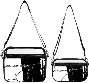 Barbed Black And White Transparent Cross Bag Two-piece Set, Fashionable Transparent Bag