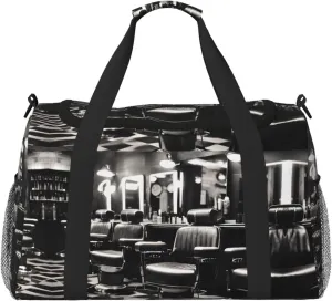 Barber Shop Monochrome Style print Weekender Overnight Carry On Bag Gym Luggage Bag Duffel Bag for Travel Women