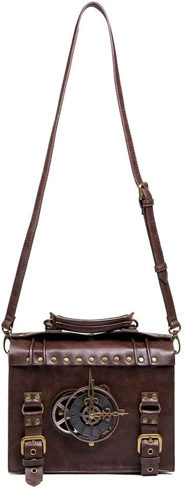 BaronHong Women's Handbag Steampunk Vintage Gear Clock Shoulder Bag Retro Medieval Buckle Cosplay Costume Accessories