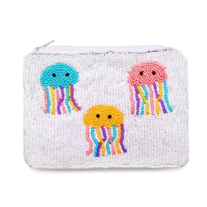 Beaded Coin Purse Jellyfish Tennis Seed Beaded Small Zipper Pouch Wallet Game Day Sports Birthday Gift (jellyfish beaded coin purse)