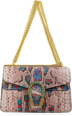 Bealin Women's Crossbody Shoulder Bag Retro Snake Print Square Satchel Handbag Chain Strap Clutch Leather Bag
