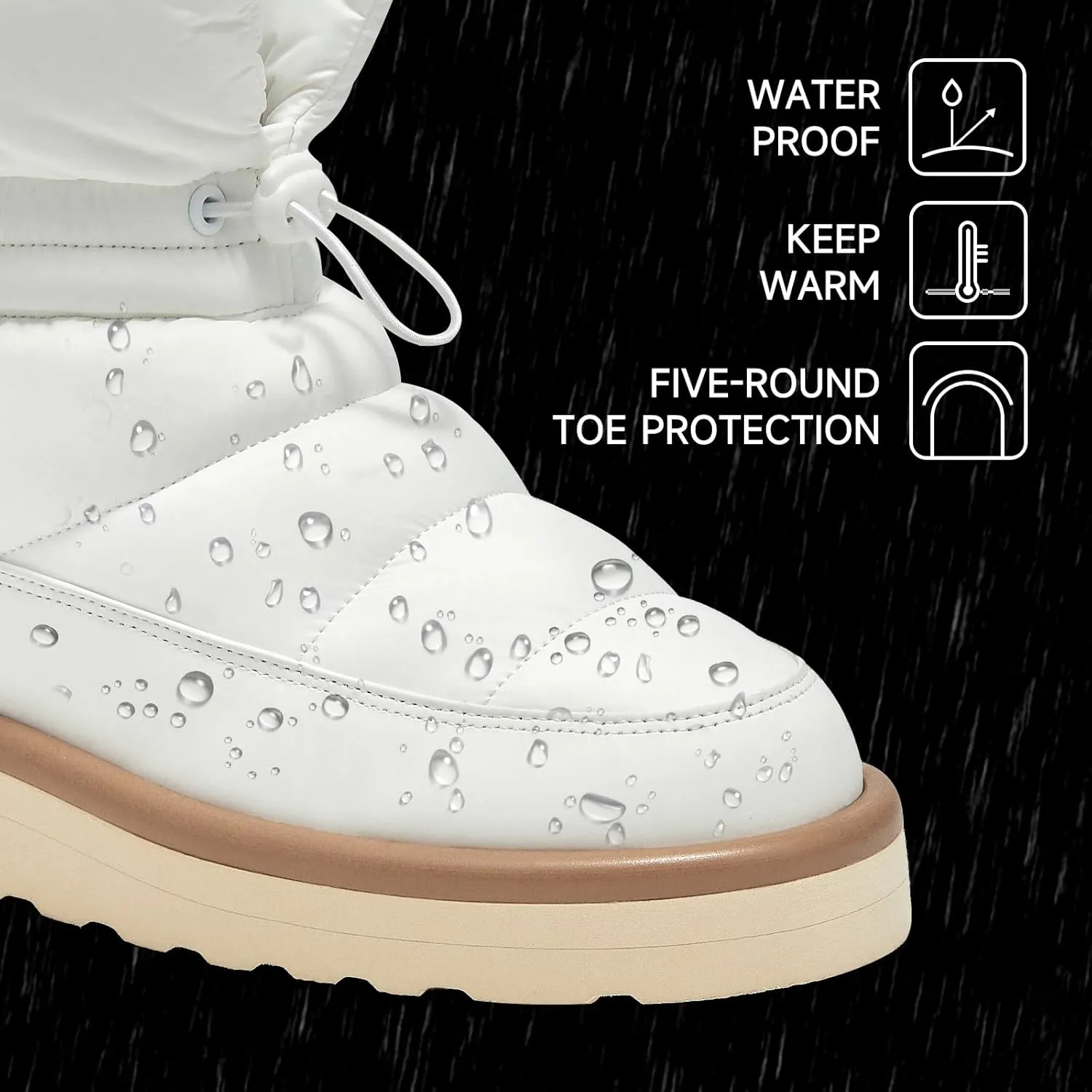 BEAU TODAY Snow Boots for Women, Platform Anti-Slip Winter Ankle Booties,Comfort Wool Round Toe Women Boots, Ladies Comfortable Short Boots Outdoor