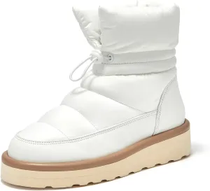 BEAU TODAY Snow Boots for Women, Platform Anti-Slip Winter Ankle Booties,Comfort Wool Round Toe Women Boots, Ladies Comfortable Short Boots Outdoor