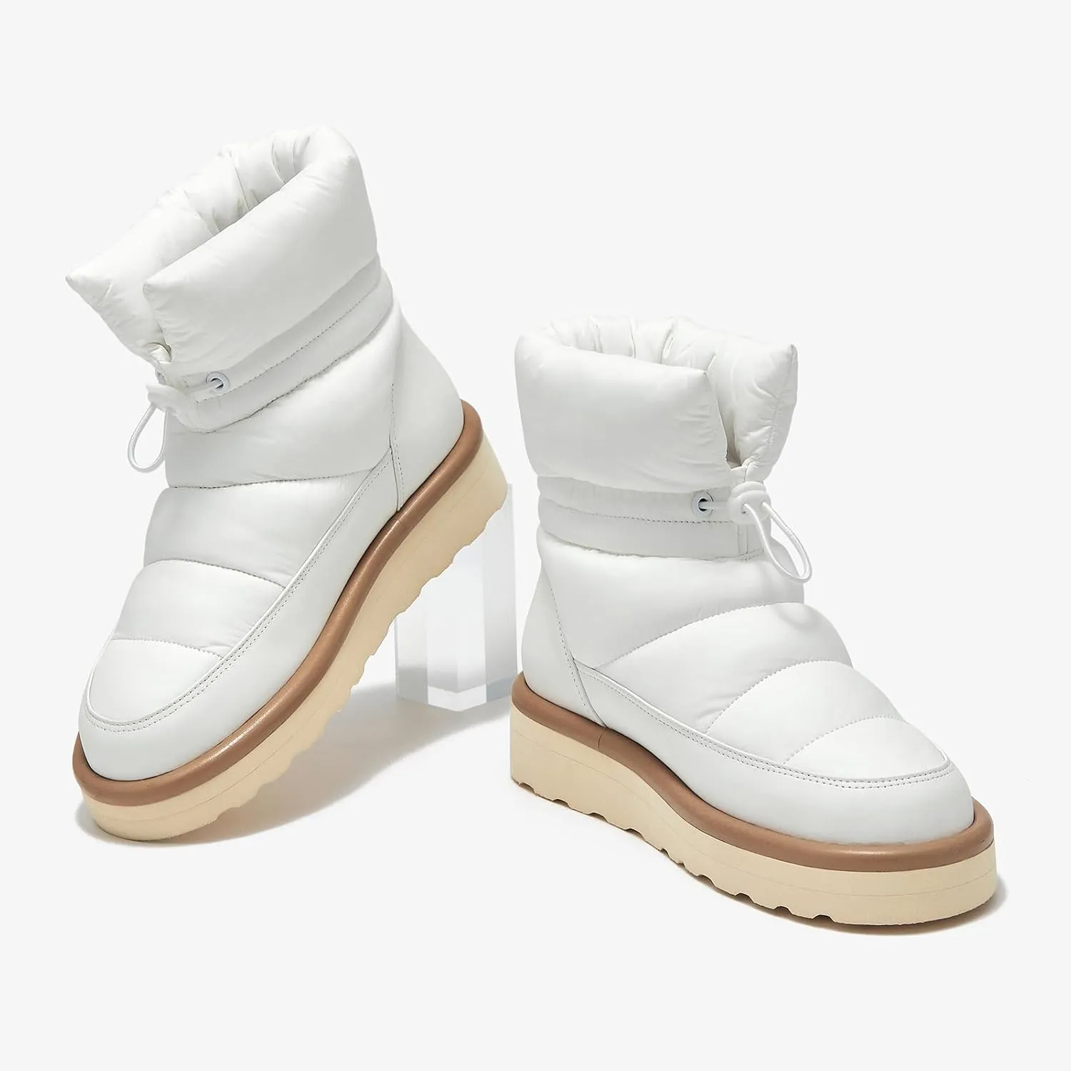 BEAU TODAY Snow Boots for Women, Platform Anti-Slip Winter Ankle Booties,Comfort Wool Round Toe Women Boots, Ladies Comfortable Short Boots Outdoor