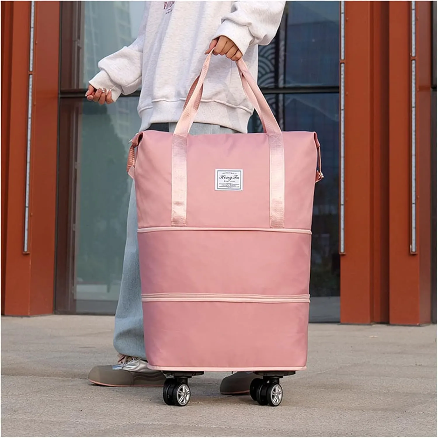 Beente Travel Bag with Wheels, Kulken Travel Bag with Shoe Organizer, 2025 New Large Capacity Travel Bags - Universal Wheel Removable (Gray)