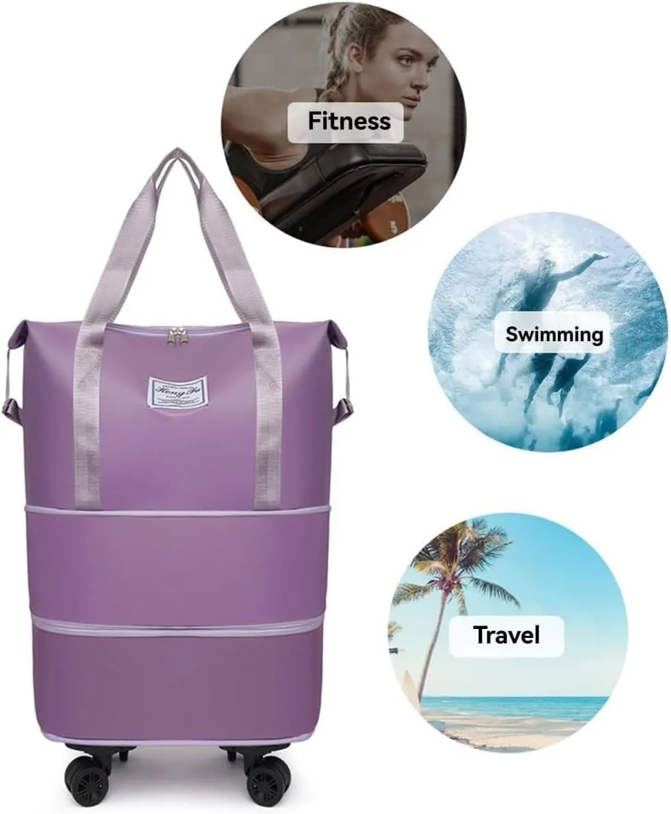 Beente Travel Bag with Wheels, Kulken Travel Bag with Shoe Organizer, 2025 New Large Capacity Travel Bags - Universal Wheel Removable (Gray)