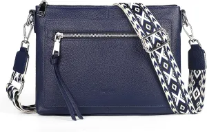 befen Genuine Leather Purses for Women Medium Crossbody Bags Shoulder Bag Handbags with Adjustable Guitar Strap