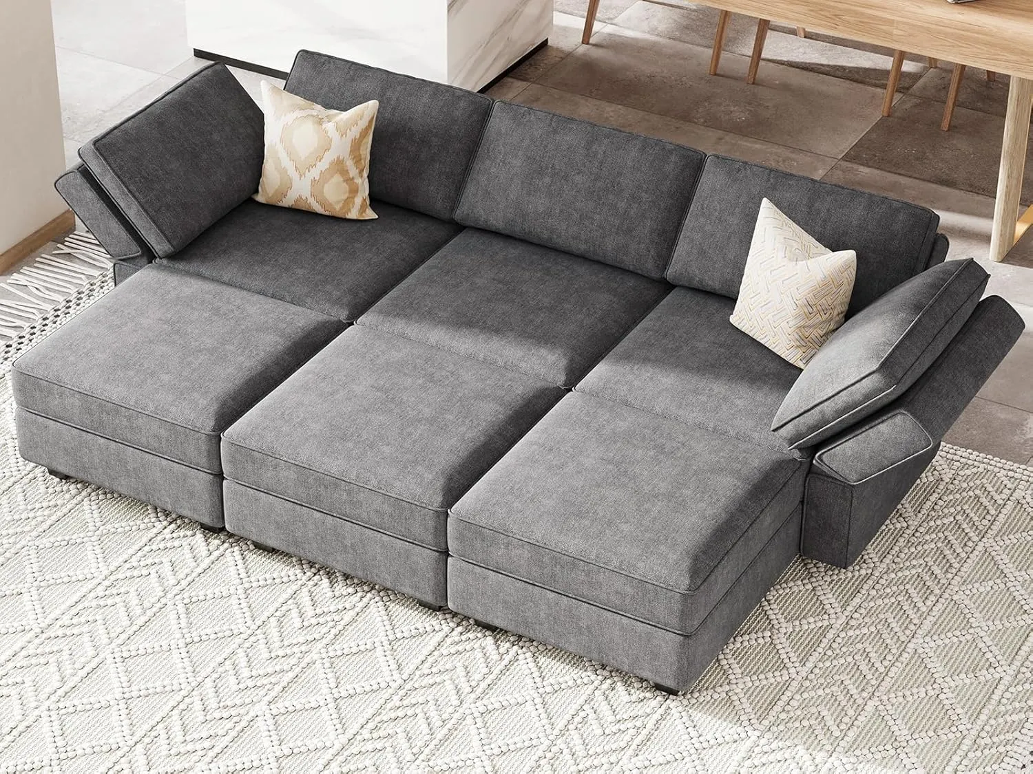 Belffin Modular Convertible Sectional Couch Bed Set With Sleeper Module in Dark Grey