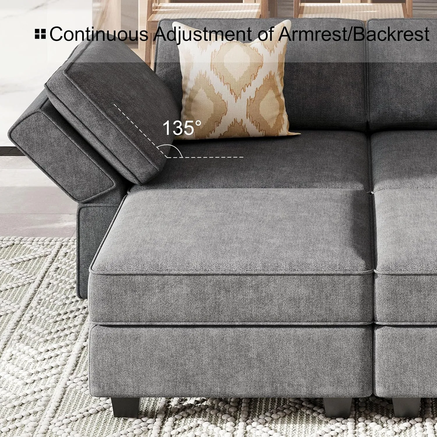 Belffin Modular Convertible Sectional Couch Bed Set With Sleeper Module in Dark Grey