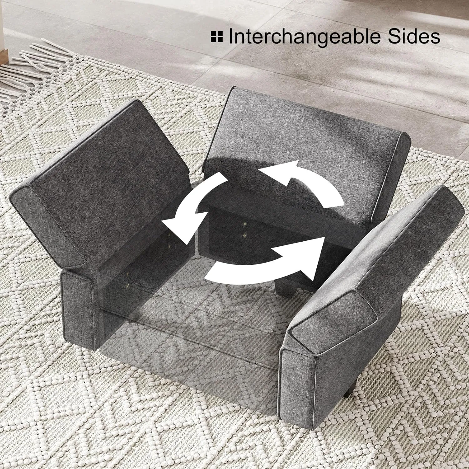 Belffin Modular Convertible Sectional Couch Bed Set With Sleeper Module in Dark Grey