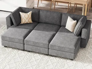 Belffin Modular Convertible Sectional Couch Bed Set With Sleeper Module in Dark Grey