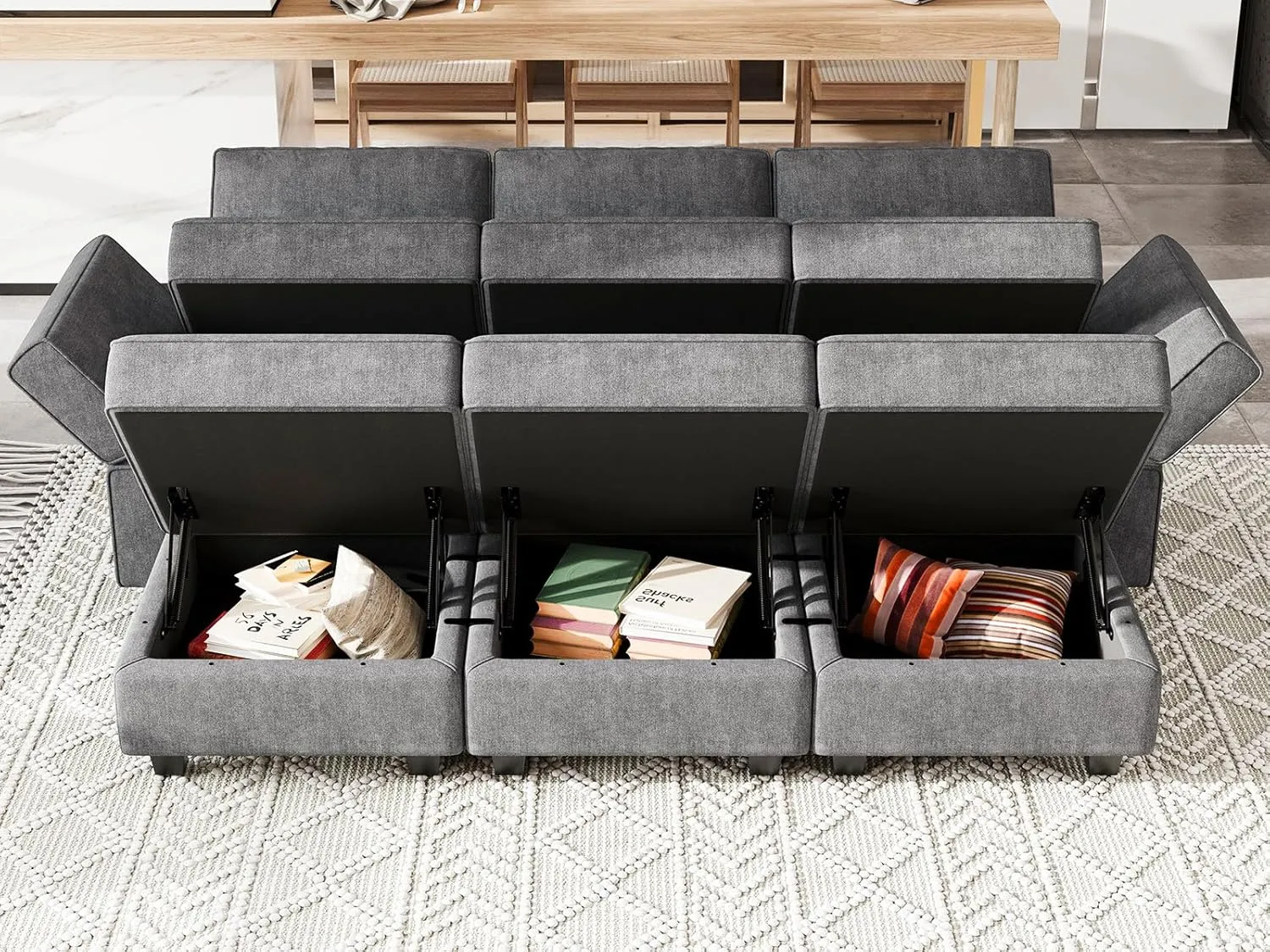 Belffin Modular Convertible Sectional Couch Bed Set With Sleeper Module in Dark Grey