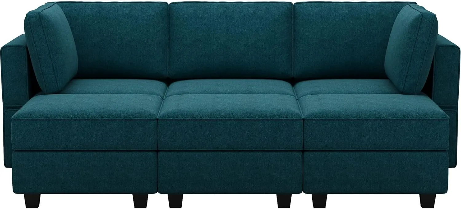 Belffin Modular Sofa Bed Modular Sectional Sleeper Sofa Convertible Sectional Couch Bed Set with Reversible Chaise Peacock Blue