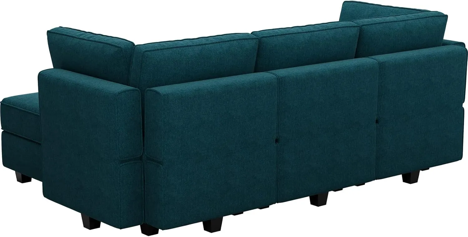 Belffin Modular Sofa Bed Modular Sectional Sleeper Sofa Convertible Sectional Couch Bed Set with Reversible Chaise Peacock Blue