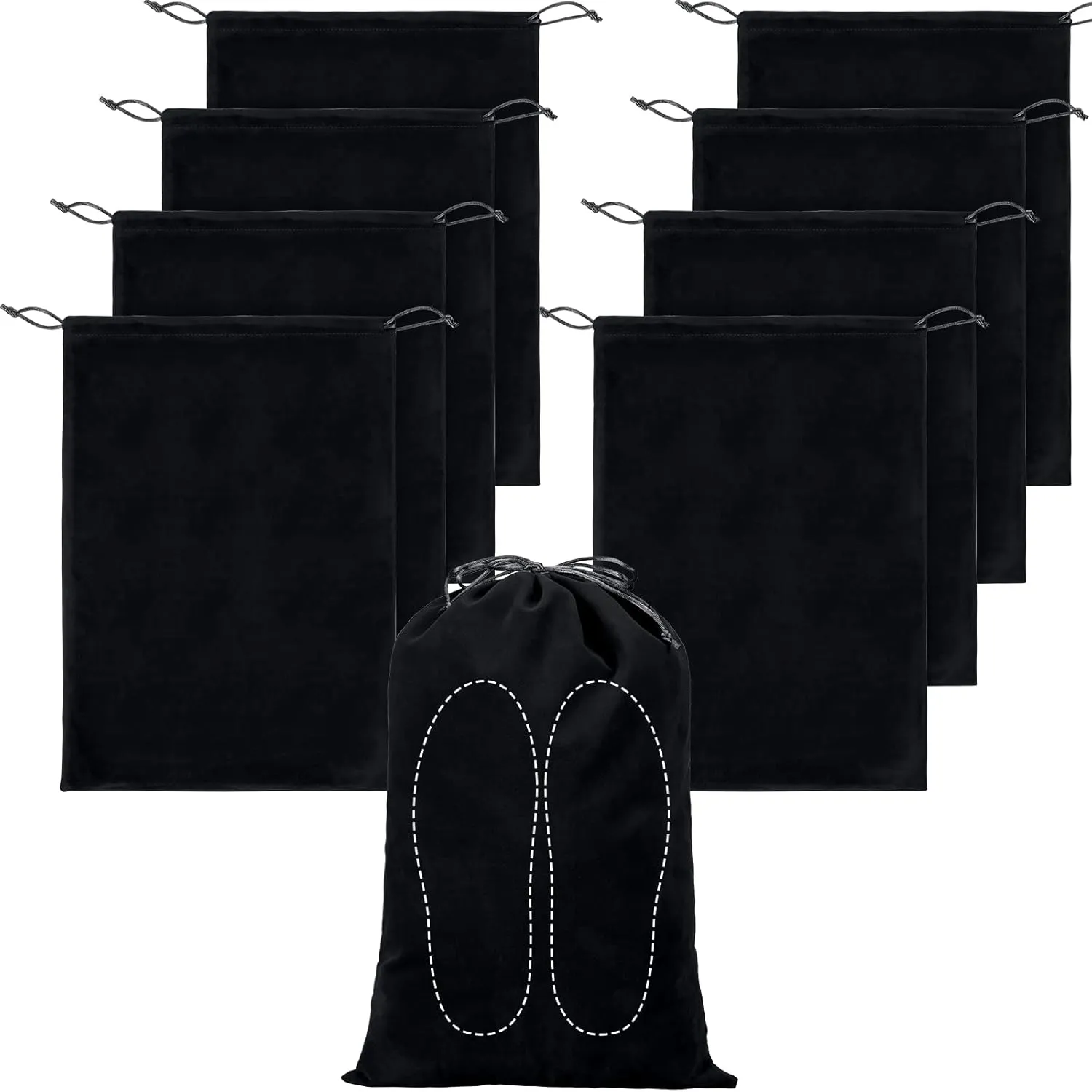 Berlune 8 Pcs Sneaker Shoe Bags for Travel,Travel Shoe Bags for Packing 12 x 17 Inch Washable Shoe Dust Bags with Drawstring for Men Women Luggage Traveling(Black)