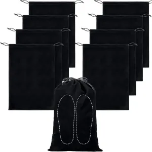 Berlune 8 Pcs Sneaker Shoe Bags for Travel,Travel Shoe Bags for Packing 12 x 17 Inch Washable Shoe Dust Bags with Drawstring for Men Women Luggage Traveling(Black)